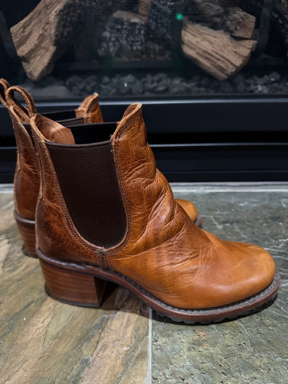 Frye Brown Leather Chelsea Ankle Boots